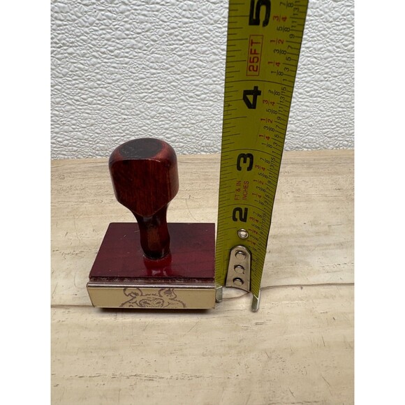 Vtg Set Of 2 Wood Handle Rubber Stamps Pig & Honest Wool - Picture 5 of 6